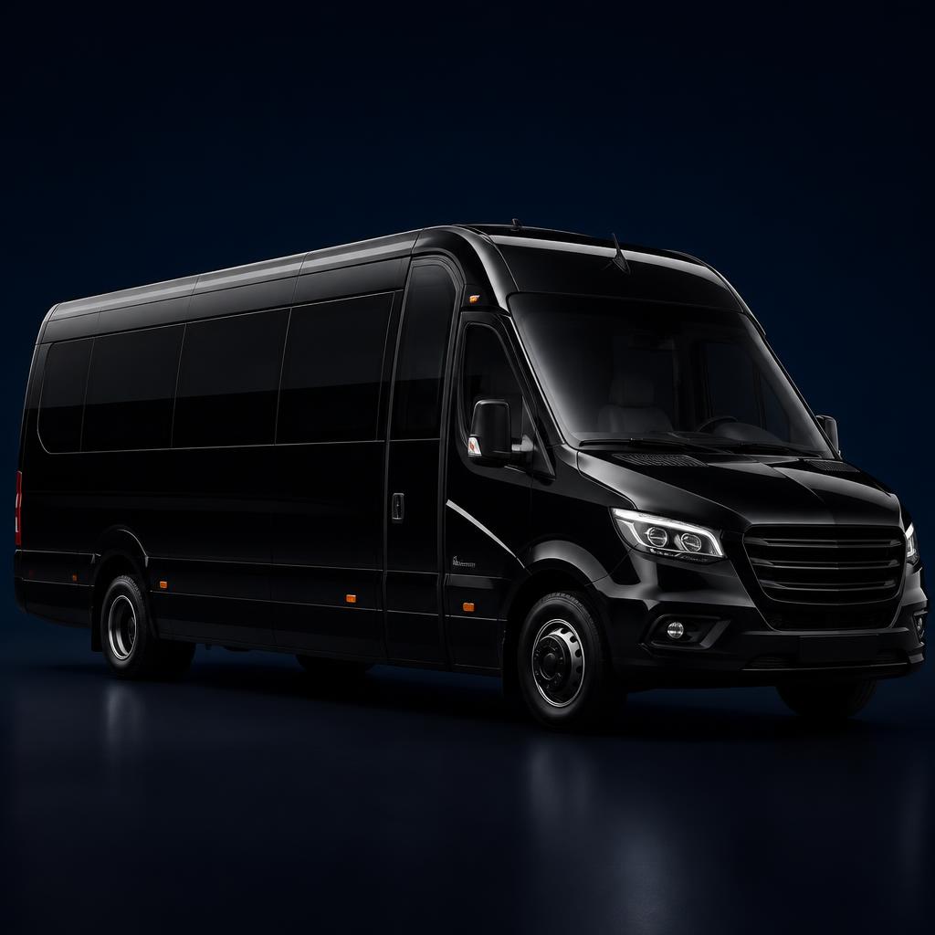 Minibus used for transfers, seats 8–19 passengers